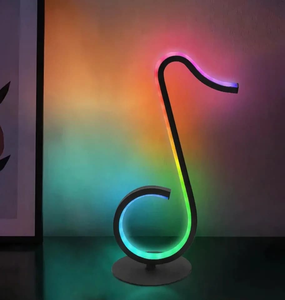 RGB лампа за атмосфера с дизайн на музикална нота, USB захранване и дистанционно управление
