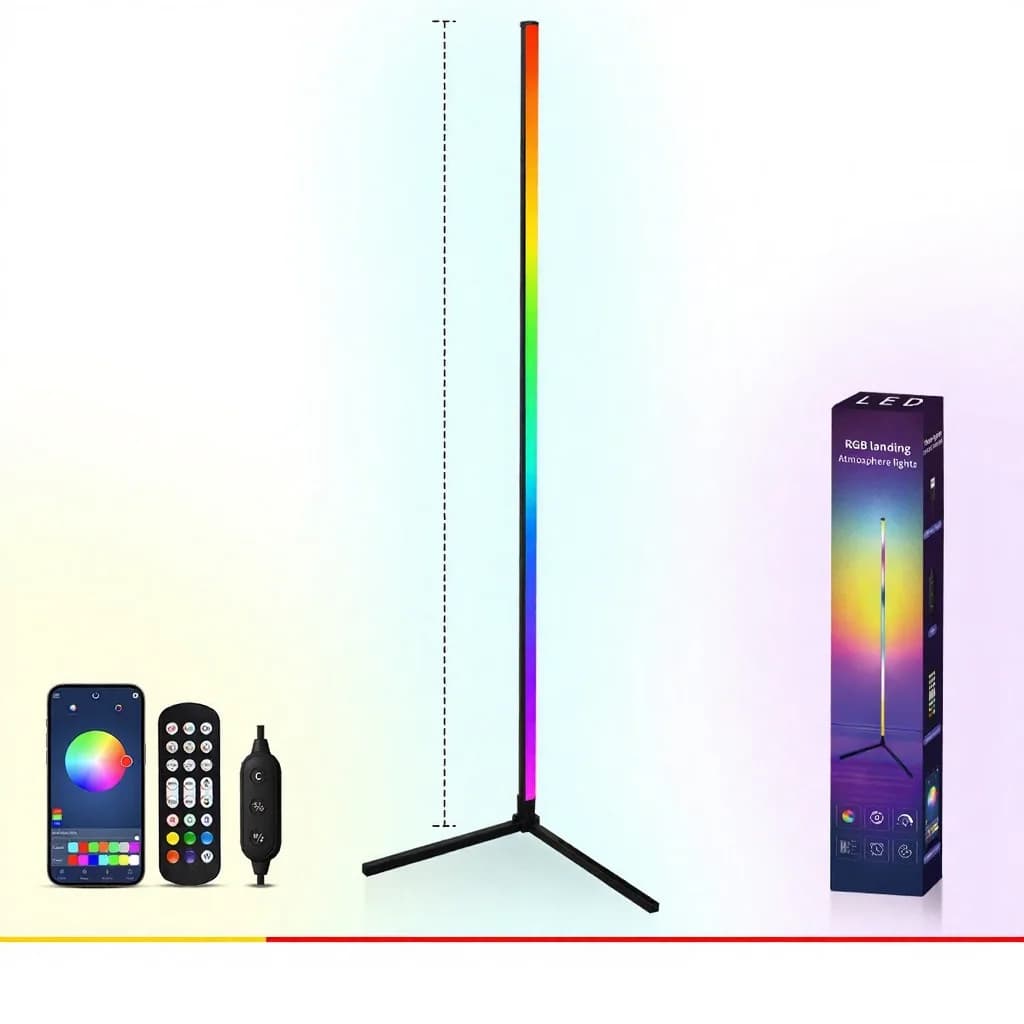 RGB подова лампа със синхрон с музика, дистанционно и управление чрез приложение