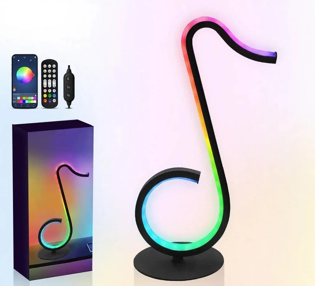 RGB лампа за атмосфера с дизайн на музикална нота, USB захранване и дистанционно управление