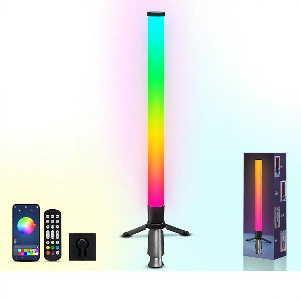 LED трипод лампа за атмосфера за бюро със синхронизиране с музика и RGB ефекти