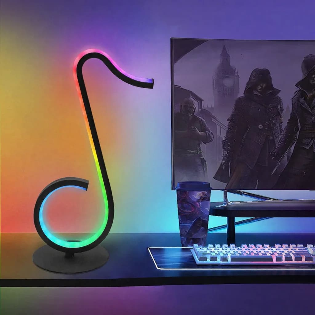 RGB лампа за атмосфера с дизайн на музикална нота, USB захранване и дистанционно управление