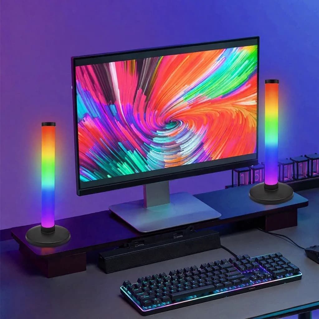 RGB светлина за атмосфера със звукова синхронизация и приложение за бюро