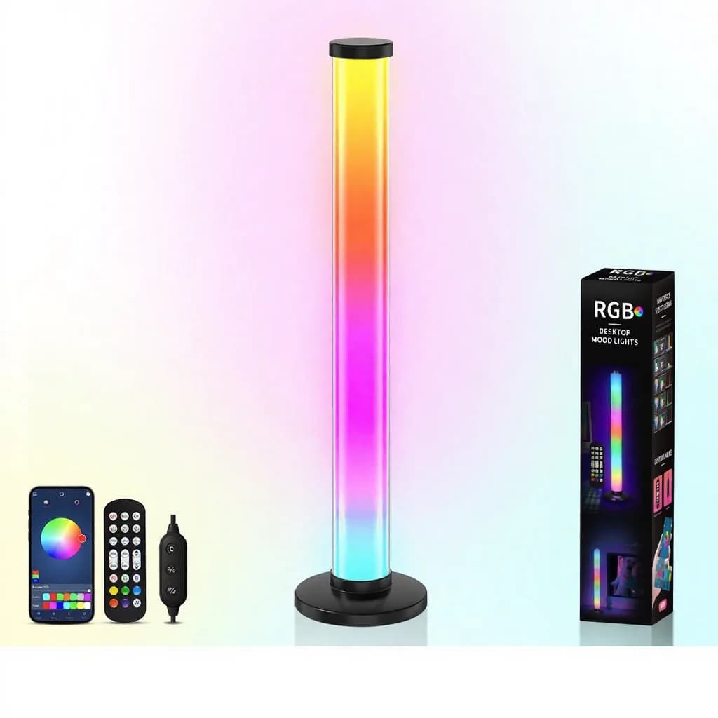 360-градусова RGB атмосферна светлина със звукова реакция, USB настолна лампа