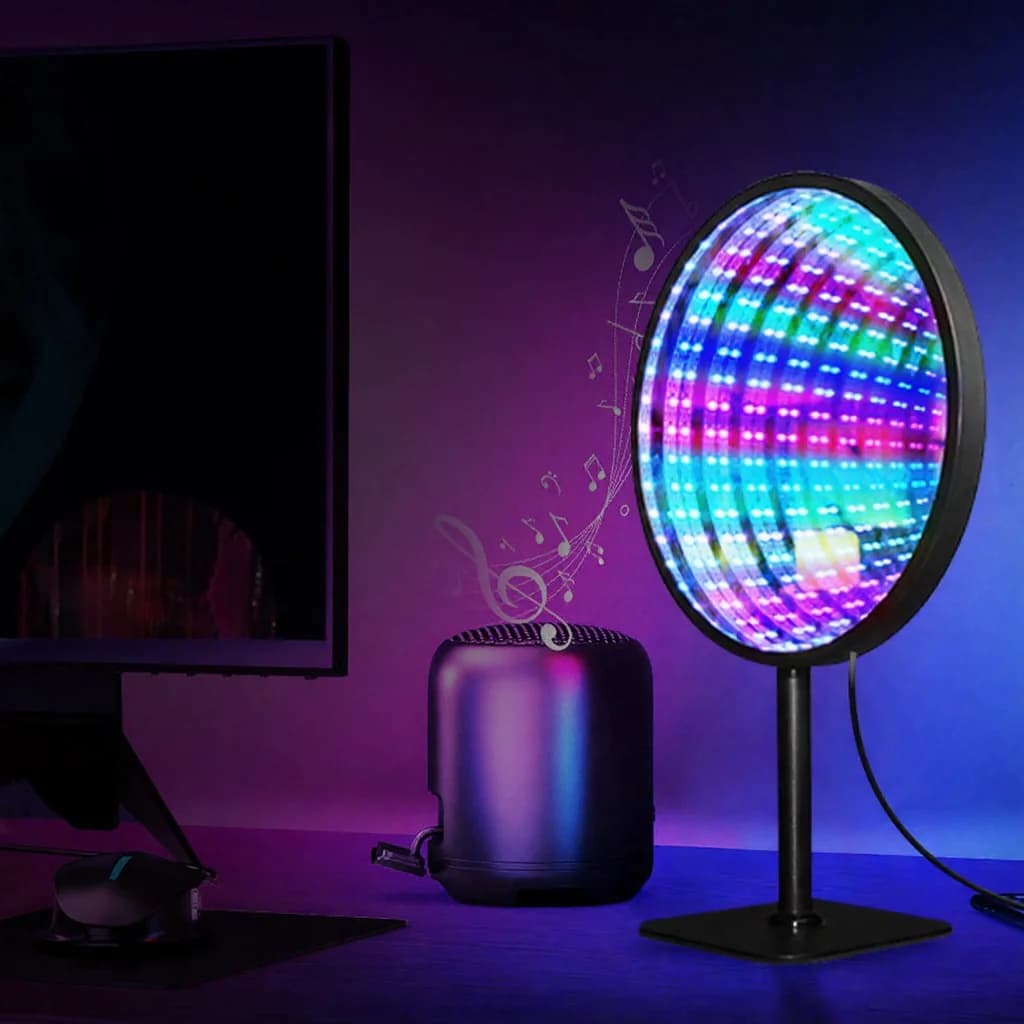 Кръгло акрилно огледало на безкрайността 3D пропаст USB RGB лампа