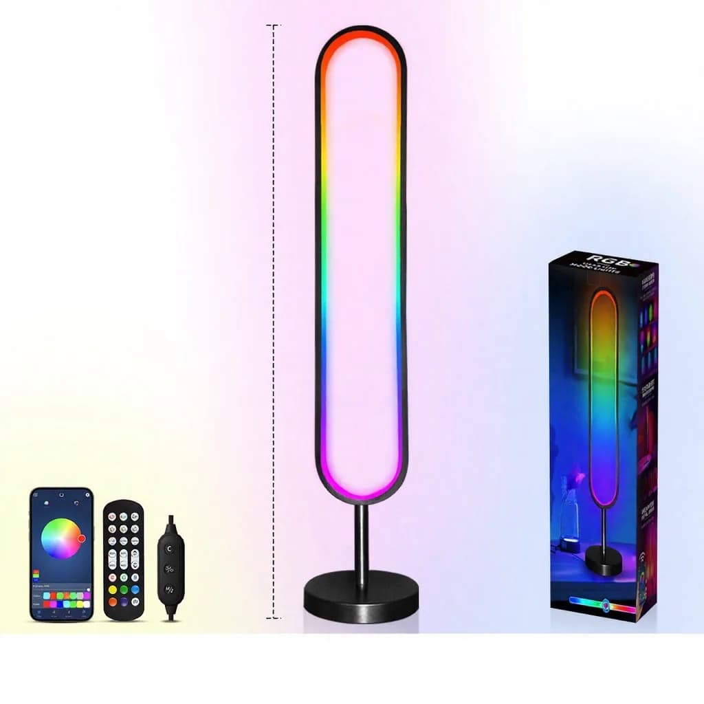 U-образна RGB подова лампа със звукова реакция и управление чрез приложение