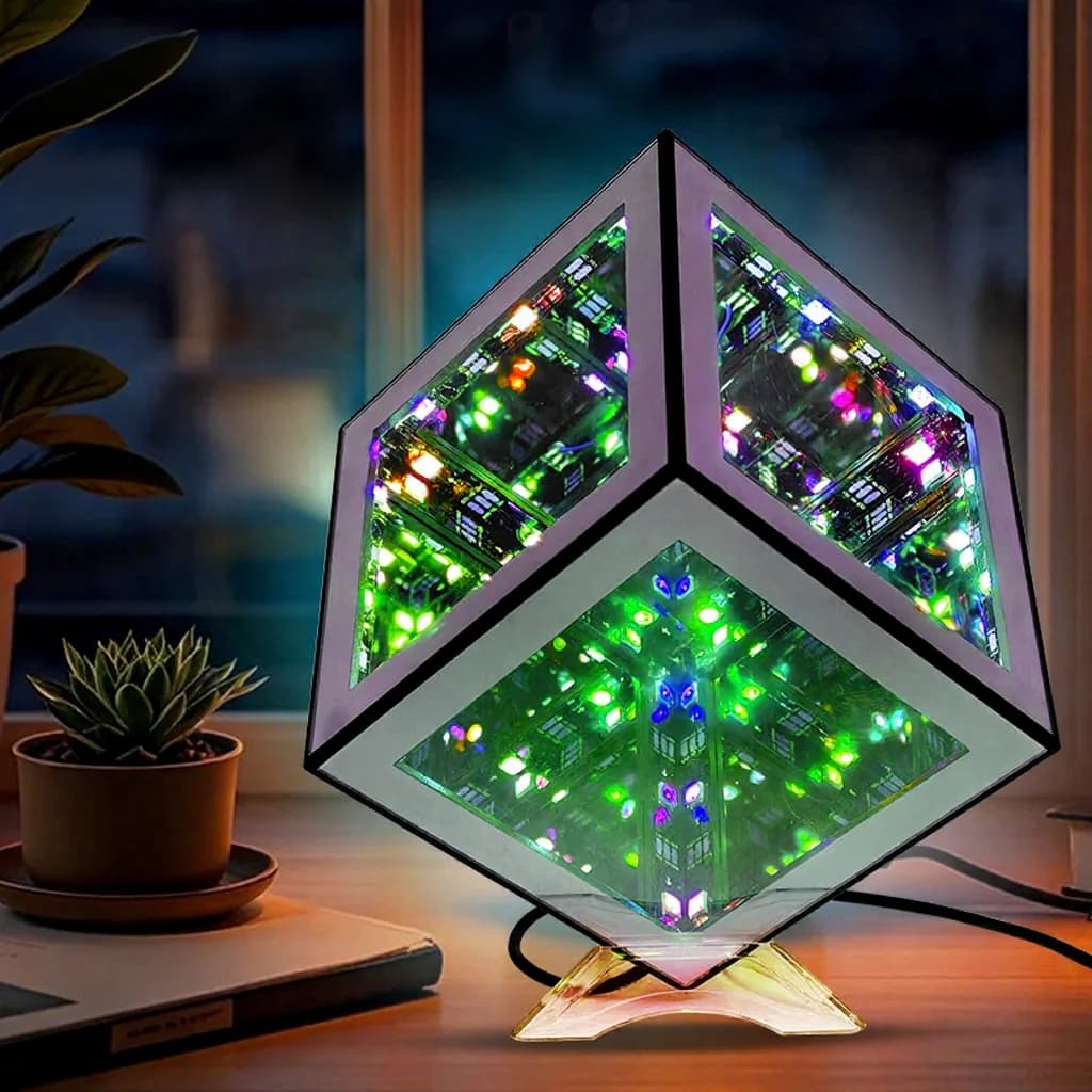 3D безкрайна кубична лампа RGB с режим на реакция на звук