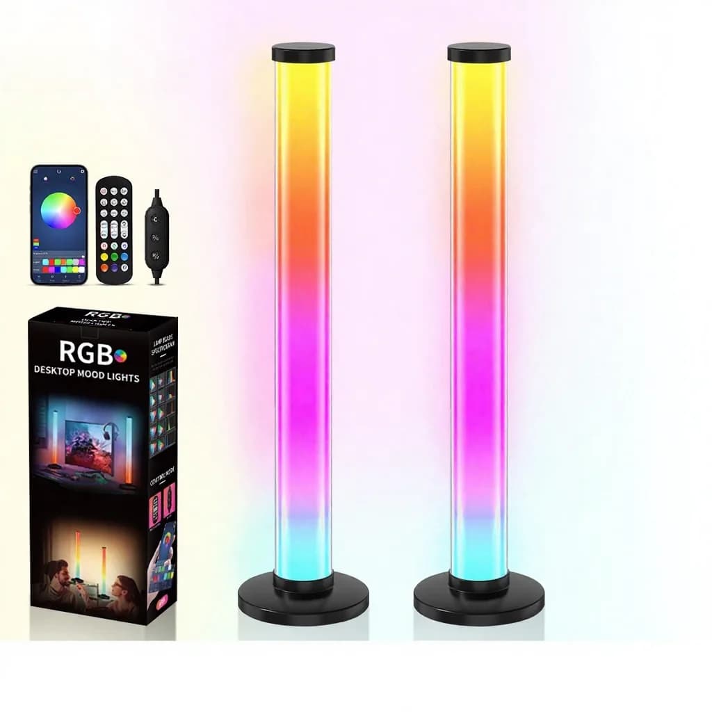 360-градусова RGB настолна лампа със звукова реакция, управление чрез приложение и дистанционно