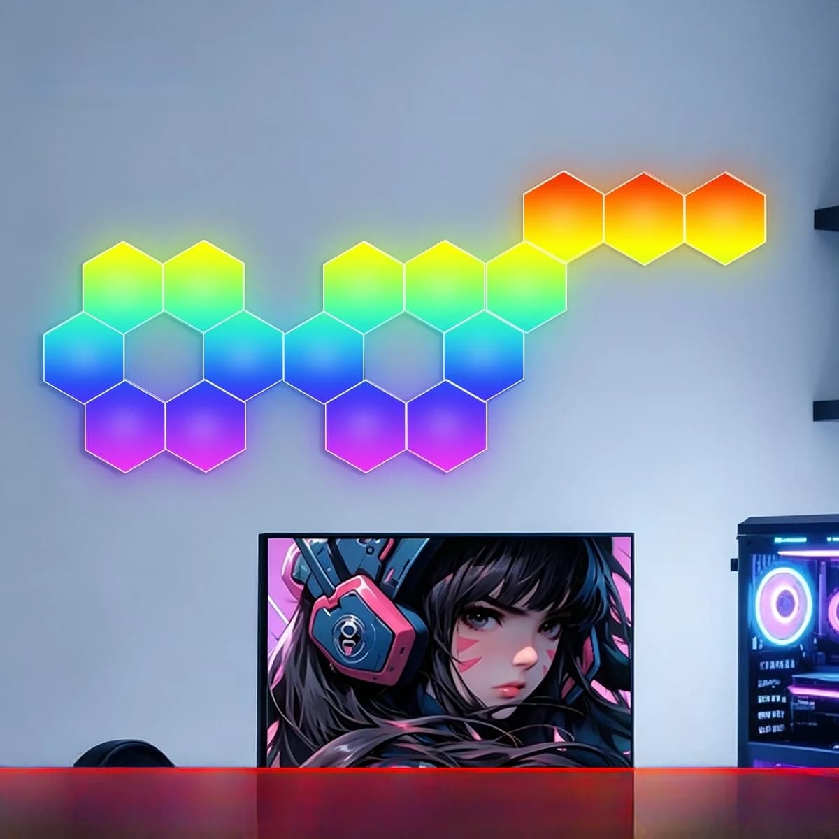 RGB шестоъгълни светлинни панели, реагиращи на звук, с управление чрез приложение