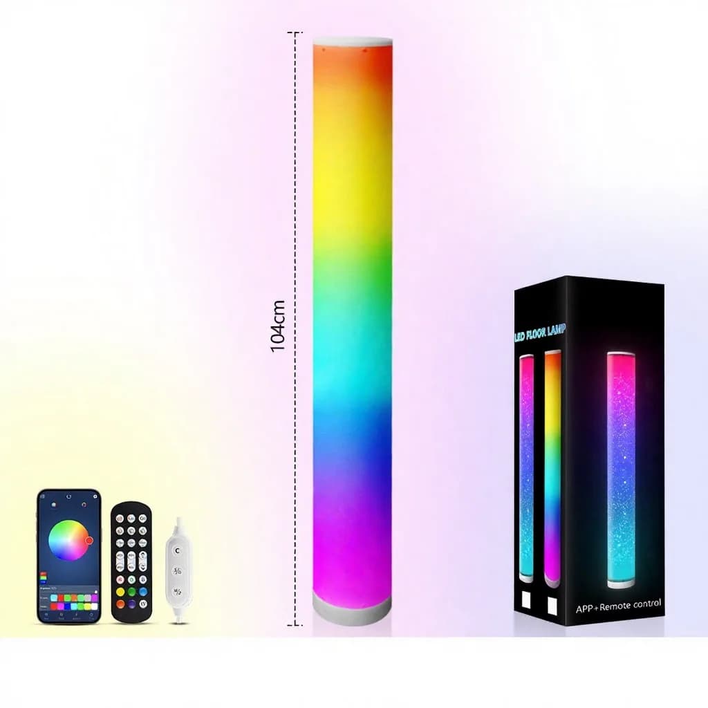 RGB подова лампа цилиндър с дистанционно управление и синхронизация с музика