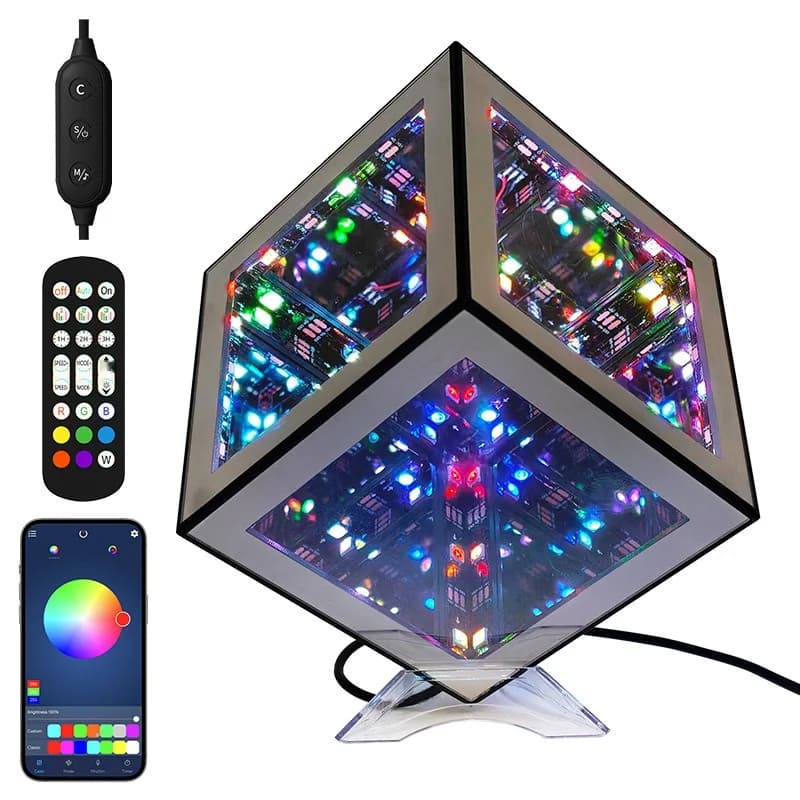 3D безкрайна кубична лампа RGB с режим на реакция на звук