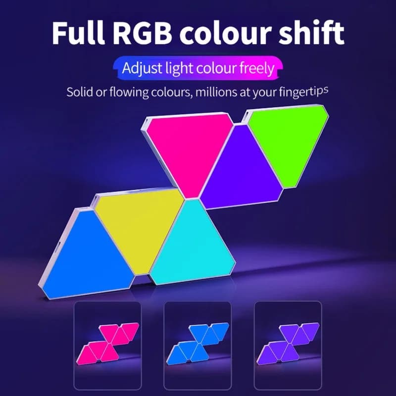 Комплект умни триъгълни LED стенни лампи RGB за гейминг декор