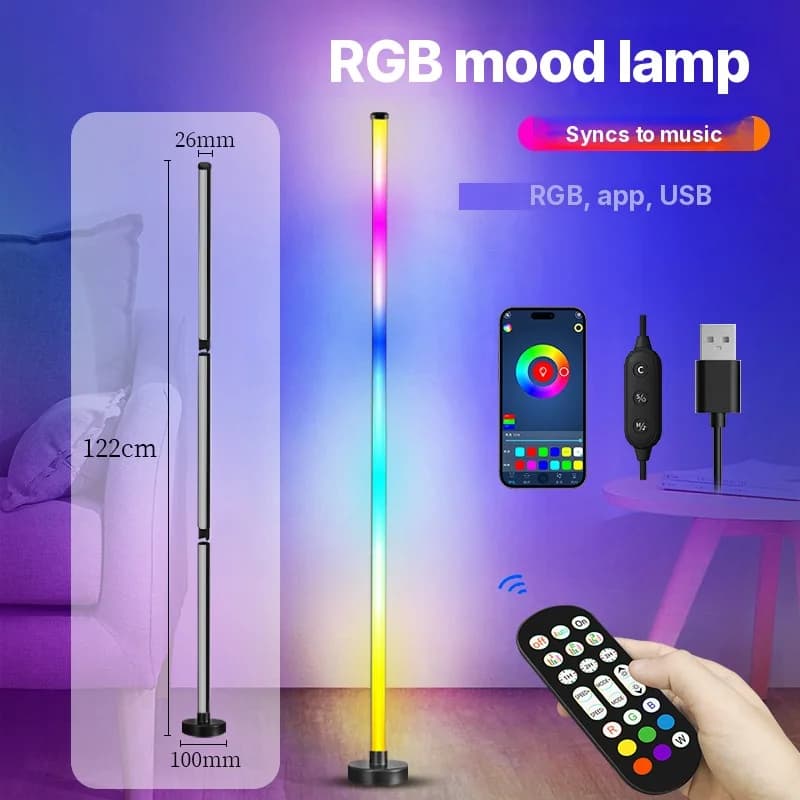 RGB подова лампа с променящи се цветове, синхрон с музика и управление чрез приложение