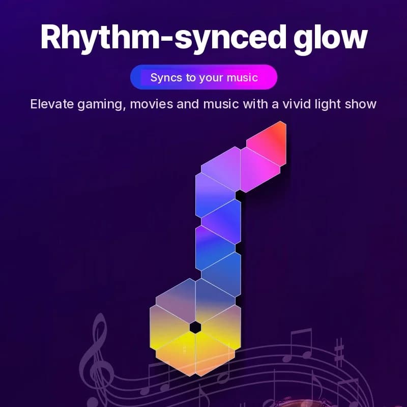 Комплект умни триъгълни LED стенни лампи RGB за гейминг декор