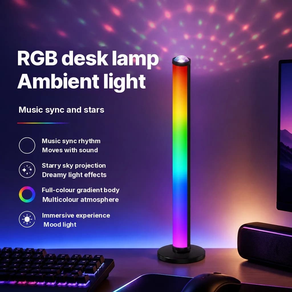 RGB проекционна атмосферна лампа със синхронизиране на музика и дистанционно управление